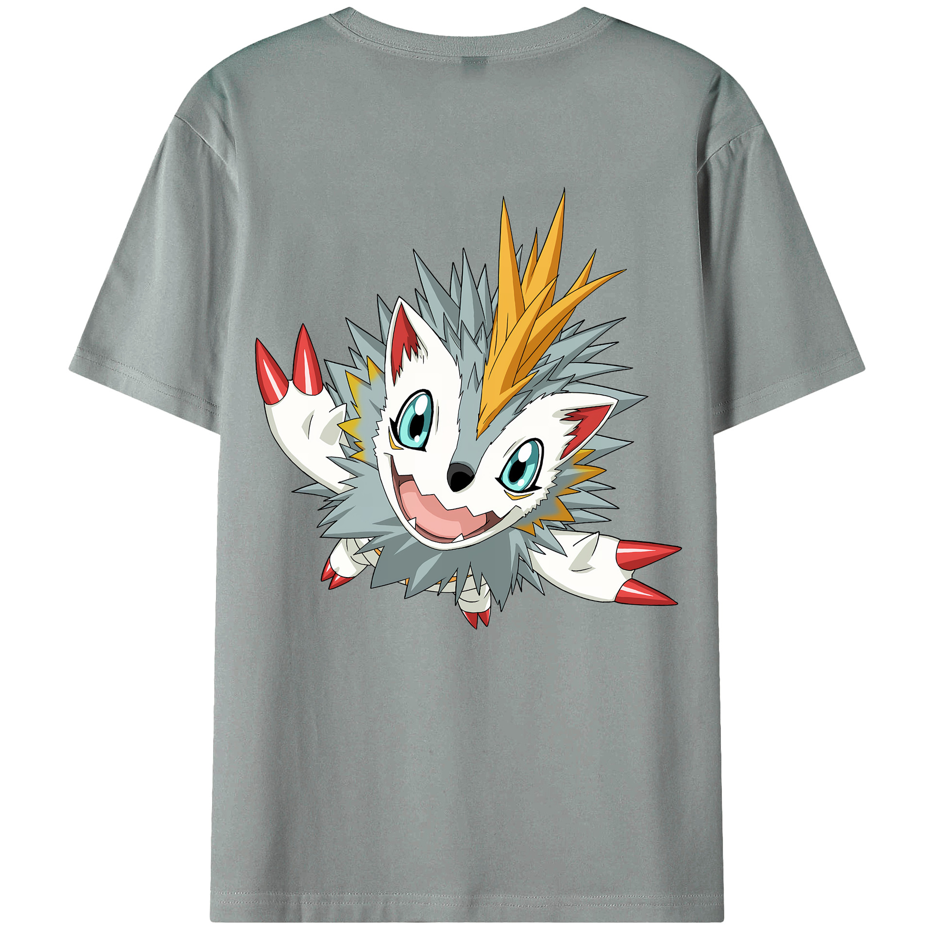 （画像用） Digimon デジタルモンスター/デジモン 綿100％ メンズ半袖Tシャツ（バックプリント） 通気性